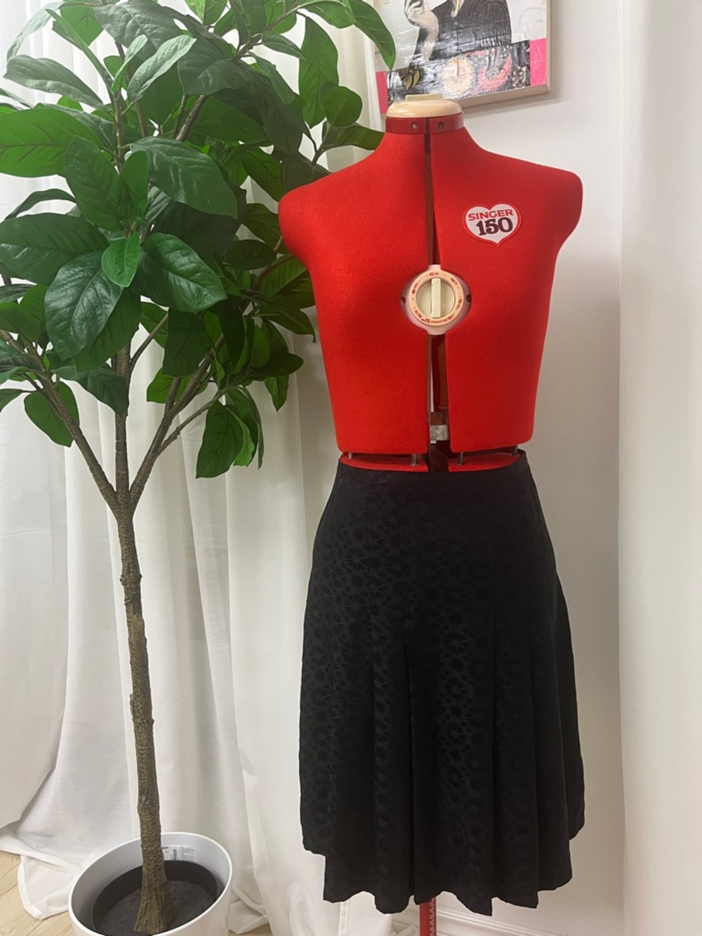 Black A-Line 100% Silk Women's Skirt